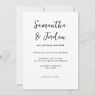 Modern Script Eenvoudige bruiloft Kaart