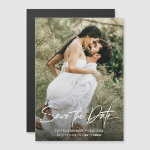 Modern Script Eenvoudige bruiloft Sla de datum fot