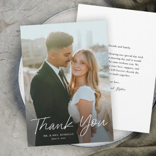 Modern Script Eenvoudige foto bruiloft Bedankkaart