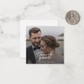 Modern Script Eenvoudige foto bruiloft dank u Notitiekaartje (Voorkant / Achterkant in situ)