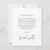 Modern script eenvoudige foto wit afstuderen bedankkaart (Achterkant)