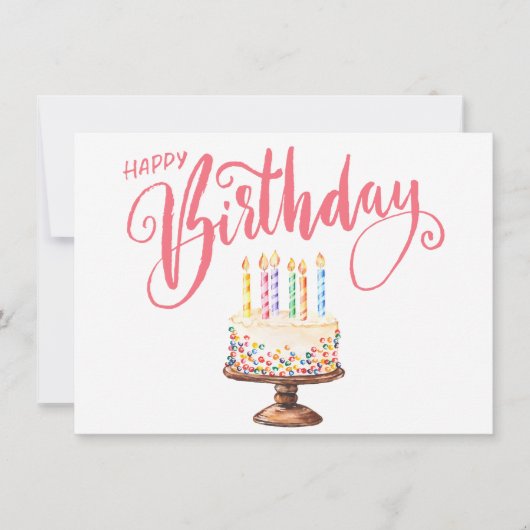 Modern Script Eenvoudige Happy Birthday Note Kaart (Voorkant)