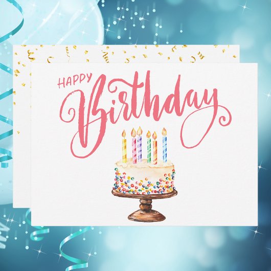 Modern Script Eenvoudige Happy Birthday Note Kaart