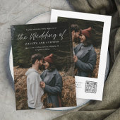 Modern Script Eenvoudige QR-code Foto Bruiloft Kaart