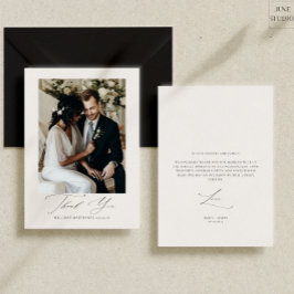 Modern Script Eenvoudige Trouwfoto Flat Bedankkaart