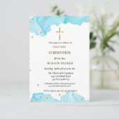 Modern script eerst holy communiqué uitnodiging (Staand voorkant)