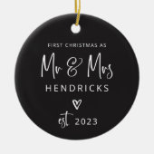 Modern script | Eerste Kerstmis als de heer en mev Keramisch Ornament (Voorkant)