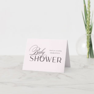 modern script elegant baby shower bedankt notitiekaartje