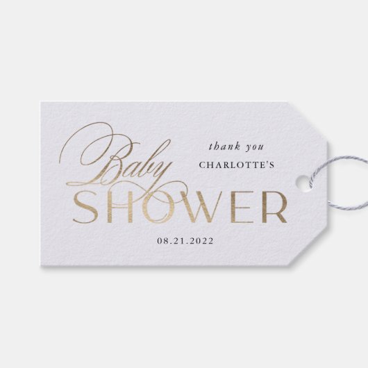 modern script elegant baby shower cadeaulabel (Voorkant (Horizontaal))