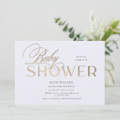 modern script elegant baby shower-uitnodiging (Staand voorkant)