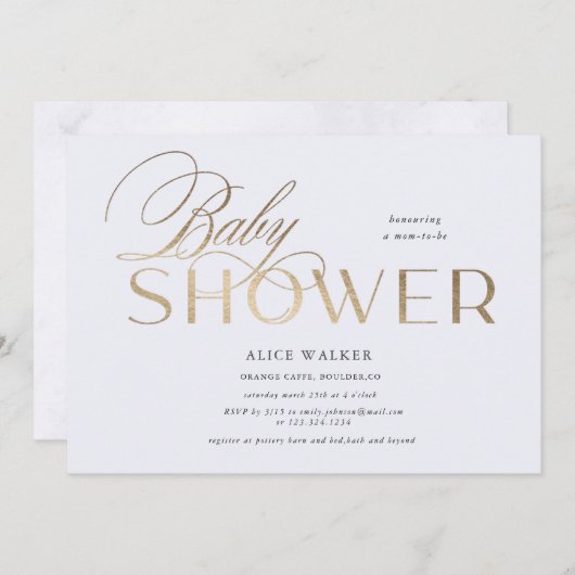 modern script elegant baby shower-uitnodiging (Voorkant / Achterkant)