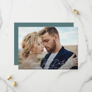 Modern script elegant bruiloft save the date