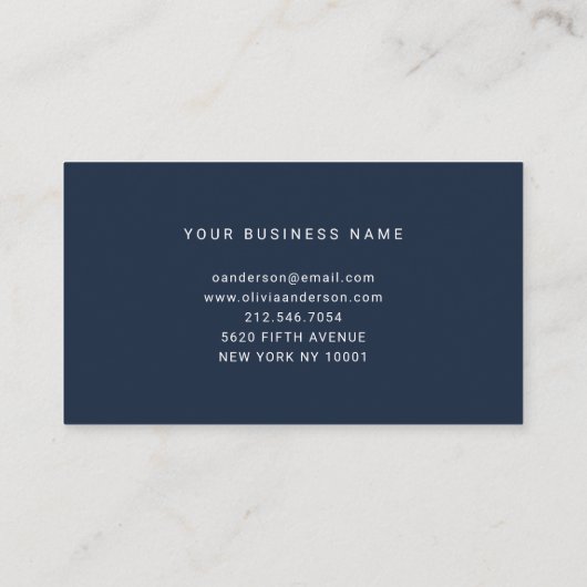 Modern script | Elegant en Simple Navy Blue Klantenkaartje (Achterkant)