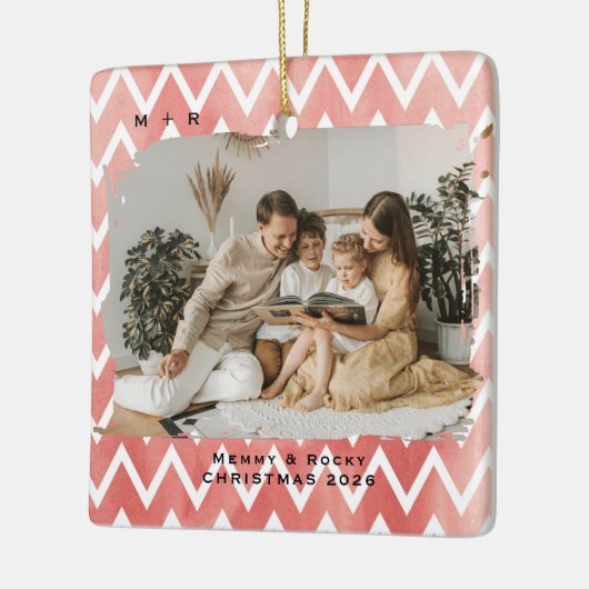 Modern Script Elegant Engagement Photo Keepsake Keramisch Ornament (Links)