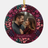 Modern Script Elegant Engagement Photo Keepsake Keramisch Ornament (Voorkant)