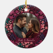 Modern Script Elegant Engagement Photo Keepsake Keramisch Ornament (Achterkant)