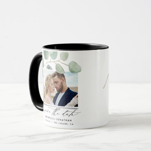 Modern script elegant  foto eucalyptus inv mok (Voorkant links)
