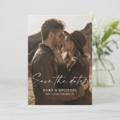 Modern Script Elegant Wedding Photo Save The Date (Debout devant)