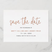 Modern Script Elegant Wedding Save The Date Folie Uitnodiging (Voorkant)