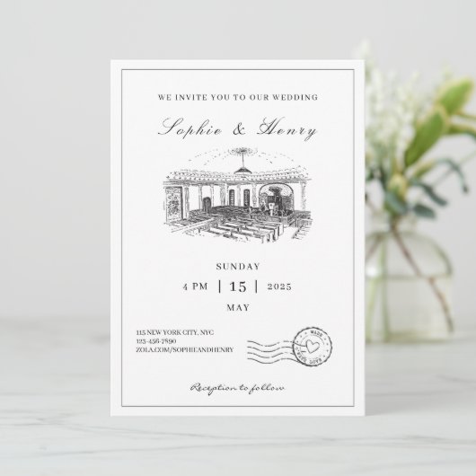 Modern Script Elegante QR Code Wedding Kaart (Staand voorkant)