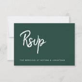 Modern script Emerald Green | Keuze uit weddenscha RSVP Kaartje (Voorkant)