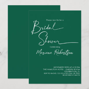 Modern Script Emerald Green Vrijgezellenfeest Kaart