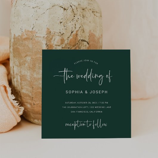 Modern script | Emerald Green Wedding Kaart
