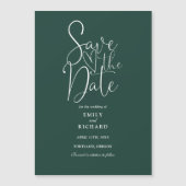 Modern Script Emerald Green Wedding Save the Date Magnetische Uitnodiging (Voorkant)
