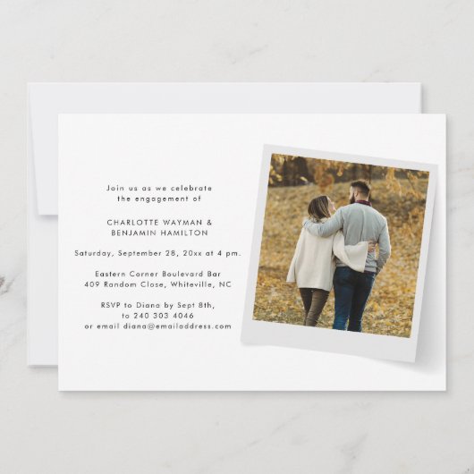 Modern Script en foto's Engagement Party Kaart (Achterkant)