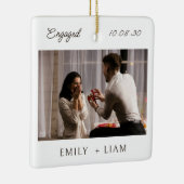 Modern Script Engagement Photo Keepsake Keramisch Ornament (Rechts)