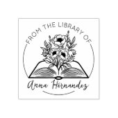 Modern Script Ex-Libris, Botanisch Boek  Rubberstempel (Afrduk)