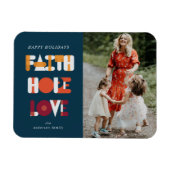 Modern script Faith Hope Love Photo Holiday Magnet Magneet (Horizontaal)