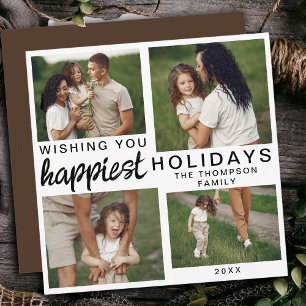 Modern Script Familie Foto Custom Christmas 2024 Feestdagenkaart