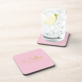 Modern Script Familie Monogram Blush en Goud Bier Onderzetter (Rechterzijde)