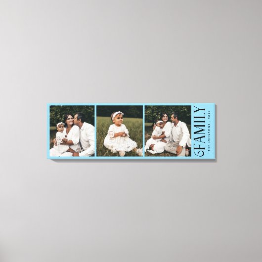 Modern Script Family Custom 3 Photos Name  Canvas Afdruk (Voorkant)
