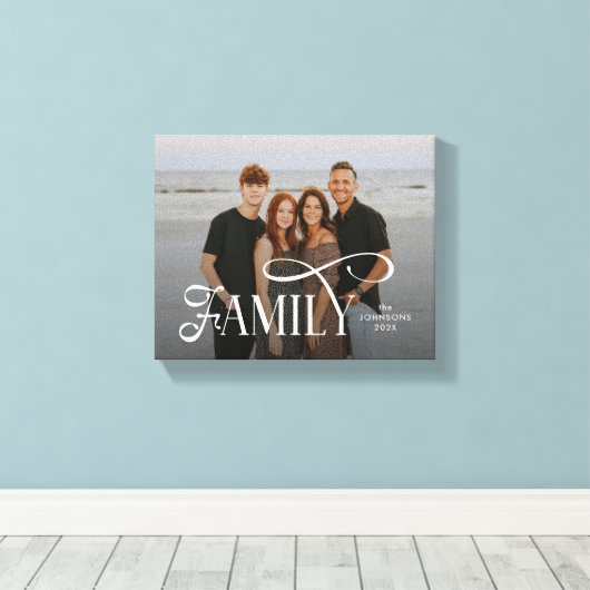 Modern Script Family Custom Photo Name  Canvas Afdruk (Insitu (Houten vloer))