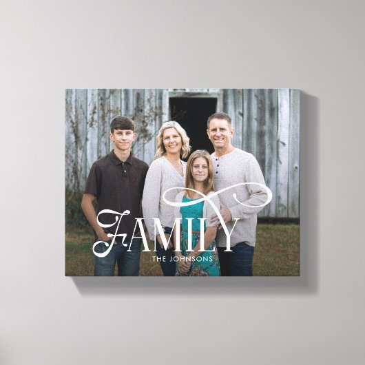 Modern Script Family Custom Photo Name  Canvas Afdruk (Voorkant)