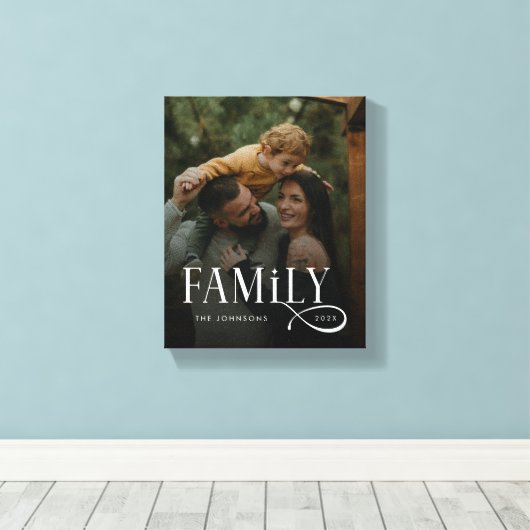 Modern Script Family Custom Photo Name  Canvas Afdruk (Insitu (Houten vloer))