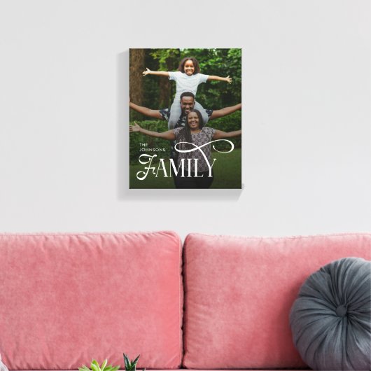 Modern Script Family Custom Photo Name  Canvas Afdruk (Insitu (Woonkamer))