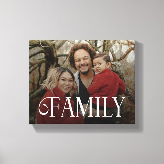 Modern Script Family Custom Photo Name  Canvas Afdruk (Voorkant)