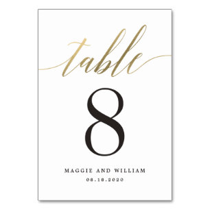 Modern Script Faux Gold Foil Tafelnummer Kaart