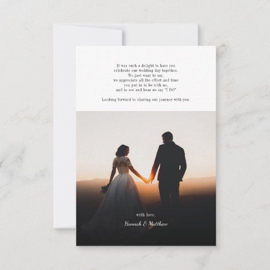 Modern script Faux Gold Multi Photo Wedding Bedankkaart (Achterkant)