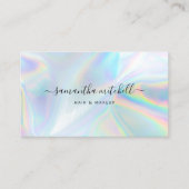 Modern script Faux Holographic Beautician Makeup Visitekaartje (Voorkant)