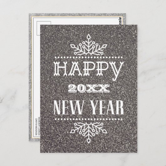 Modern script Festive Silver Glitter Corporate Briefkaart (Voorkant / Achterkant)