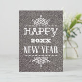 Modern script Festive Silver Glitter Corporate Feestdagenkaart (Staand voorkant)
