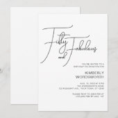 Modern Script Fifty and Fabulous 50th Birthday Kaart (Voorkant / Achterkant)