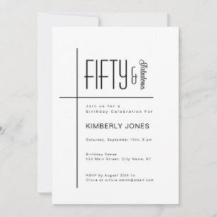 Modern Script Fifty & Fabulous 50e verpartij Kaart