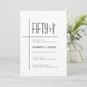 Modern Script Fifty & Fabulous 50e verpartij Kaart (Staand voorkant)