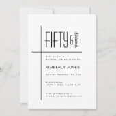 Modern Script Fifty & Fabulous 50th Birthday Party Kaart (Voorkant)