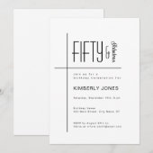 Modern Script Fifty & Fabulous 50th Birthday Party Kaart (Voorkant / Achterkant)